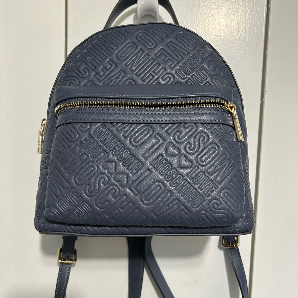 LOVE Moschino Blue Embossed Backpack